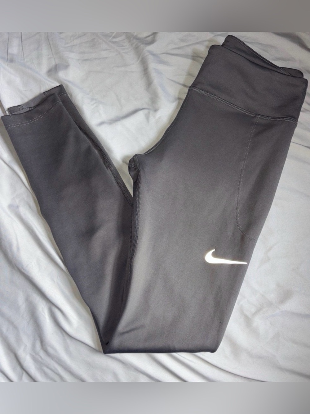 Nike Charcoal Grey Workout Leggings with Reflective Swoosh